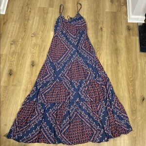Lovestitch Navy and Red Geometric Maxi Dress size medium
